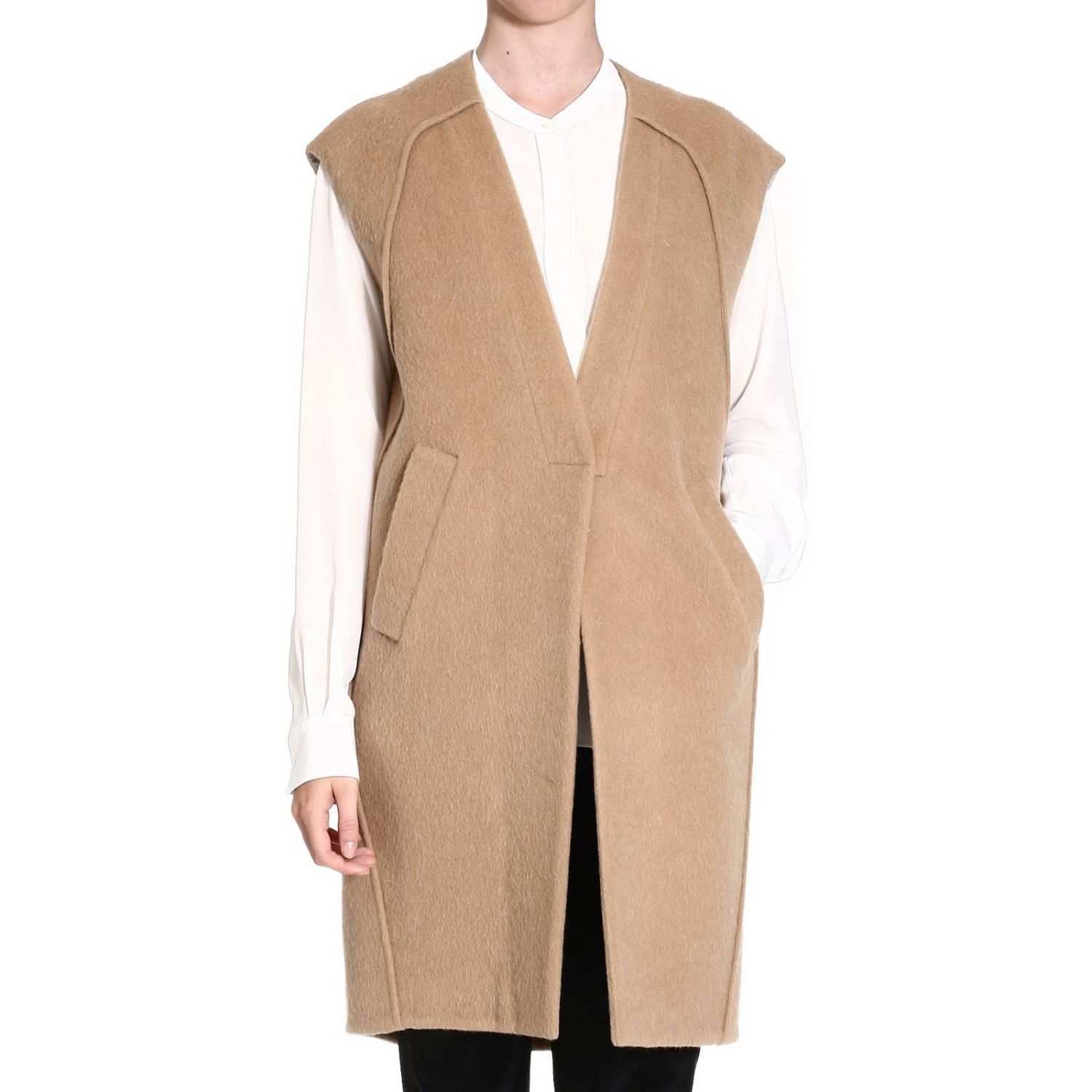 Mauro Grifoni Coat Sleeveless Mohair Wool in Beige (Camel) | Lyst