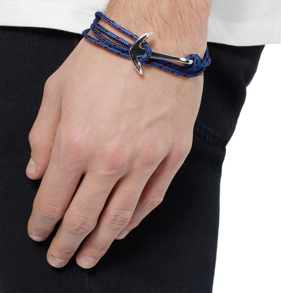 Lyst Miansai Rope And Silver Plated Anchor Bracelet In Blue For Men