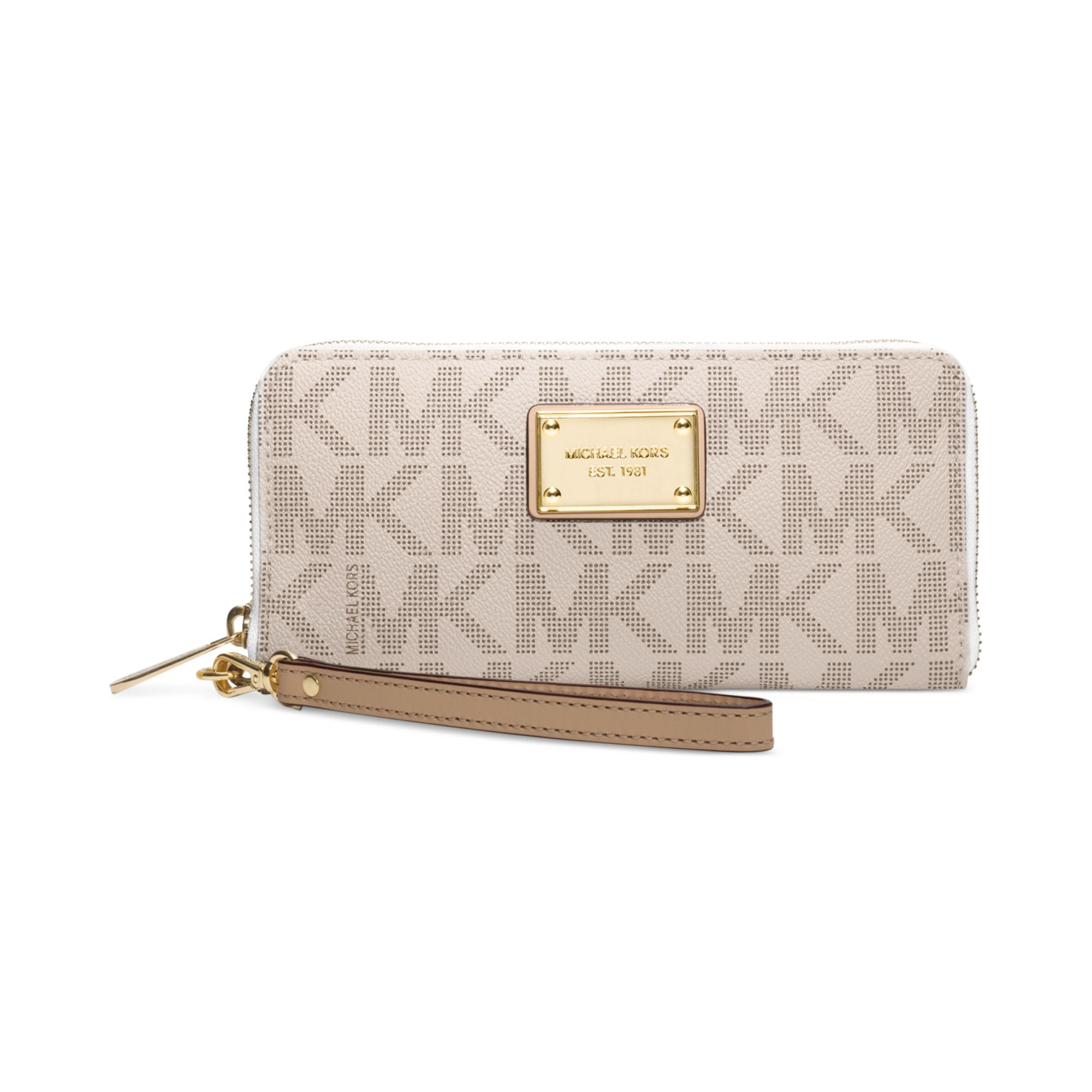 Lyst - Michael Kors Tech Continental Wristlet in Natural