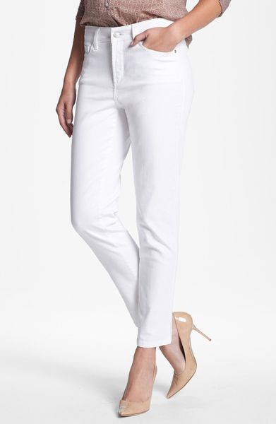 Nydj Alisha Colored Stretch Ankle Skinny Jeans in White (Optic White ...