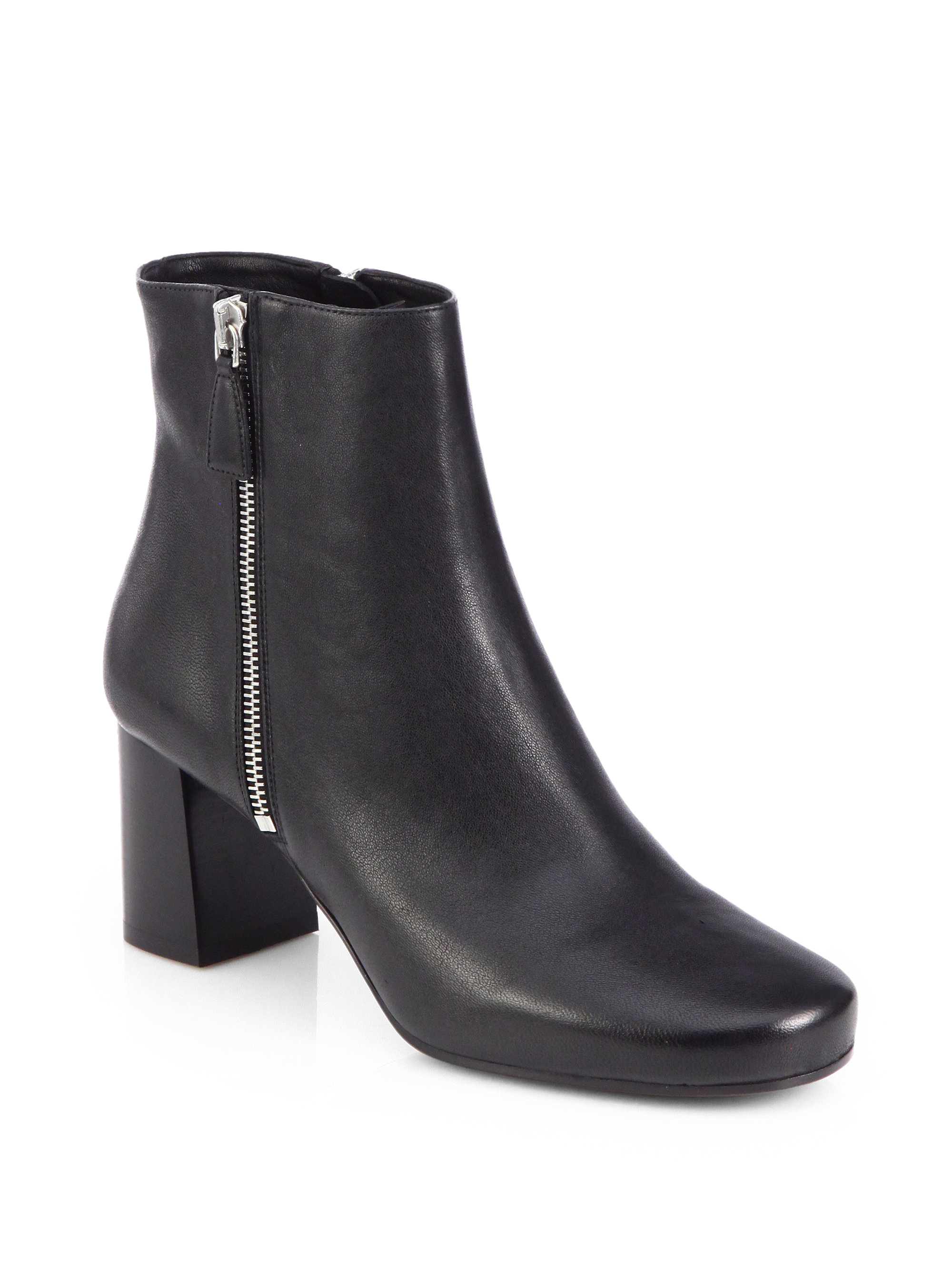 Prada Leather Sidezip Ankle Boots in Nero-Black (Black) - Lyst