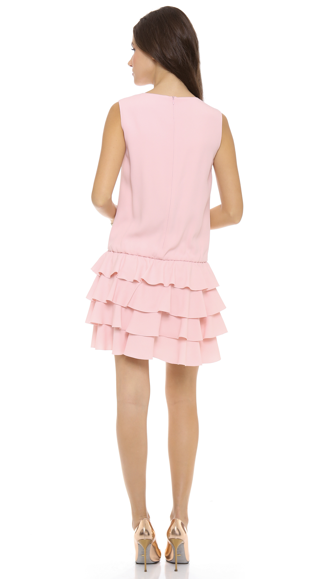 Lyst - Red Valentino Drop Waist Ruffle Dress in Pink