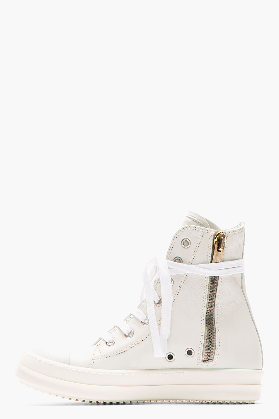 Rick Owens White Leather Ramones Sneakers - Lyst