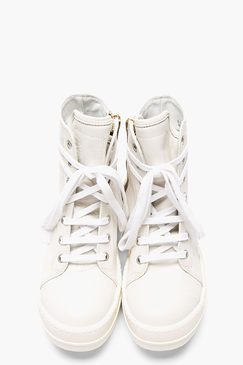 Rick Owens White Leather Ramones Sneakers - Lyst
