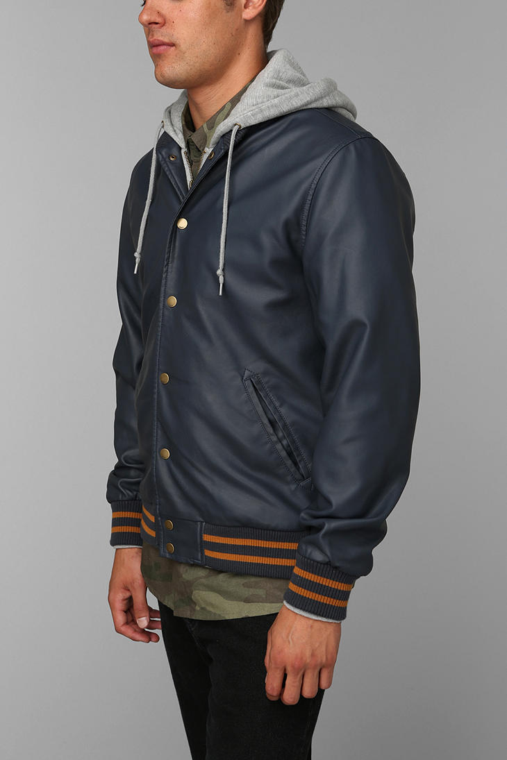 Obey hooded leather jacket 2025
