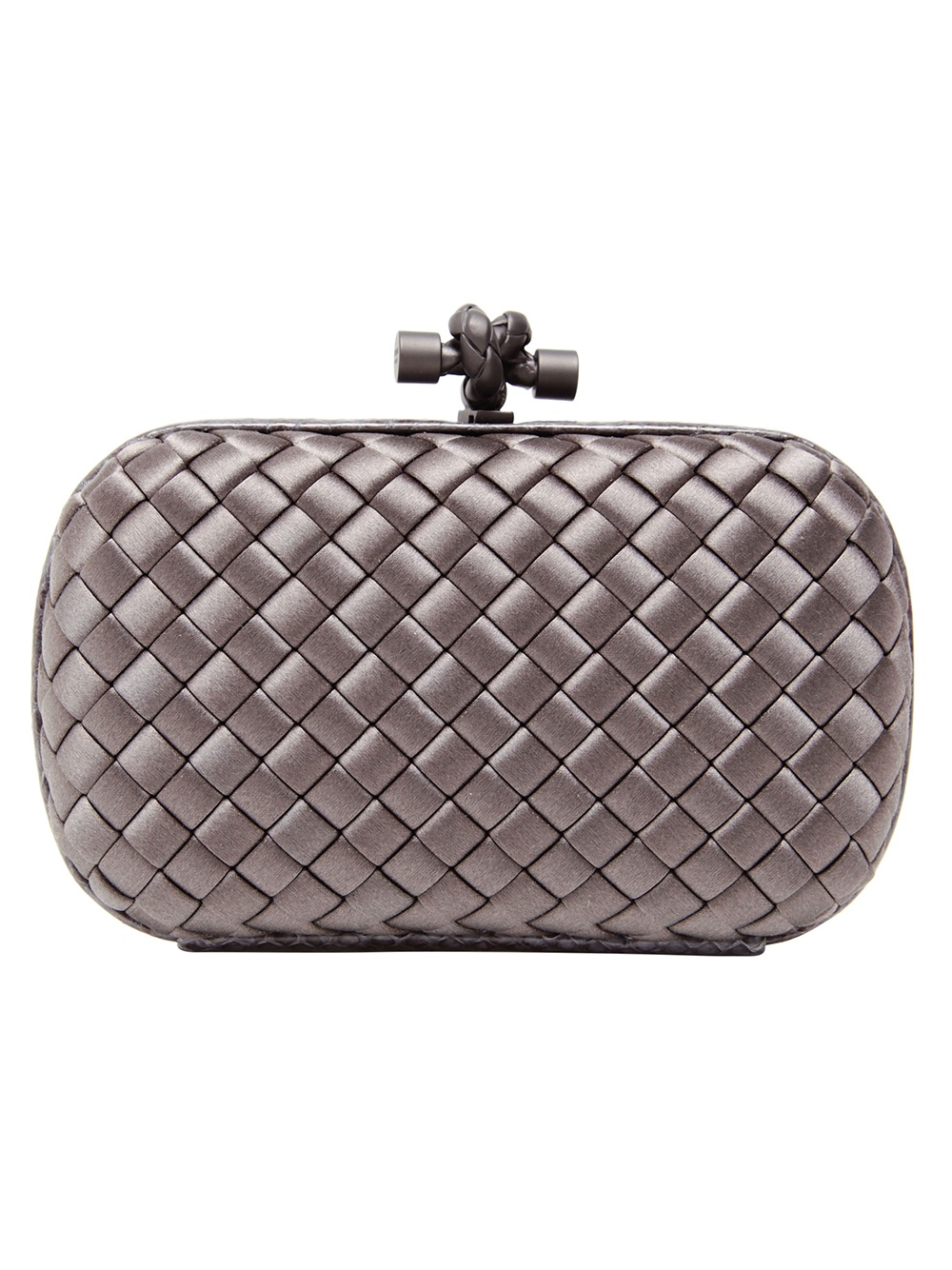 Bottega veneta Intrecciato Woven Satin Box Clutch in Gray (grey) | Lyst