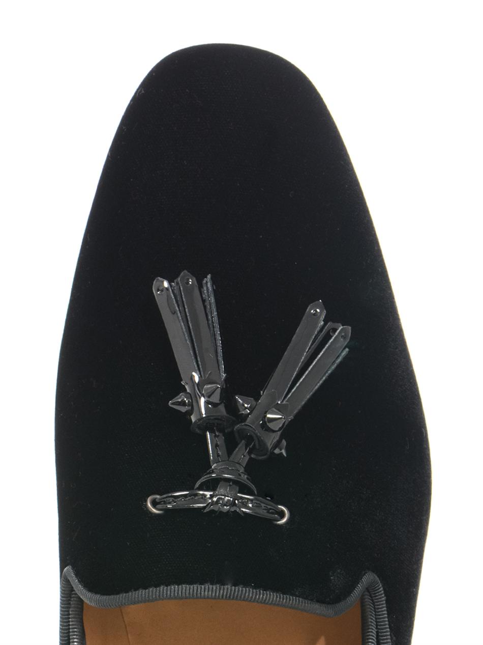 Christian louboutin Tassilo Velvet and Patent Loafers in Black | Lyst  