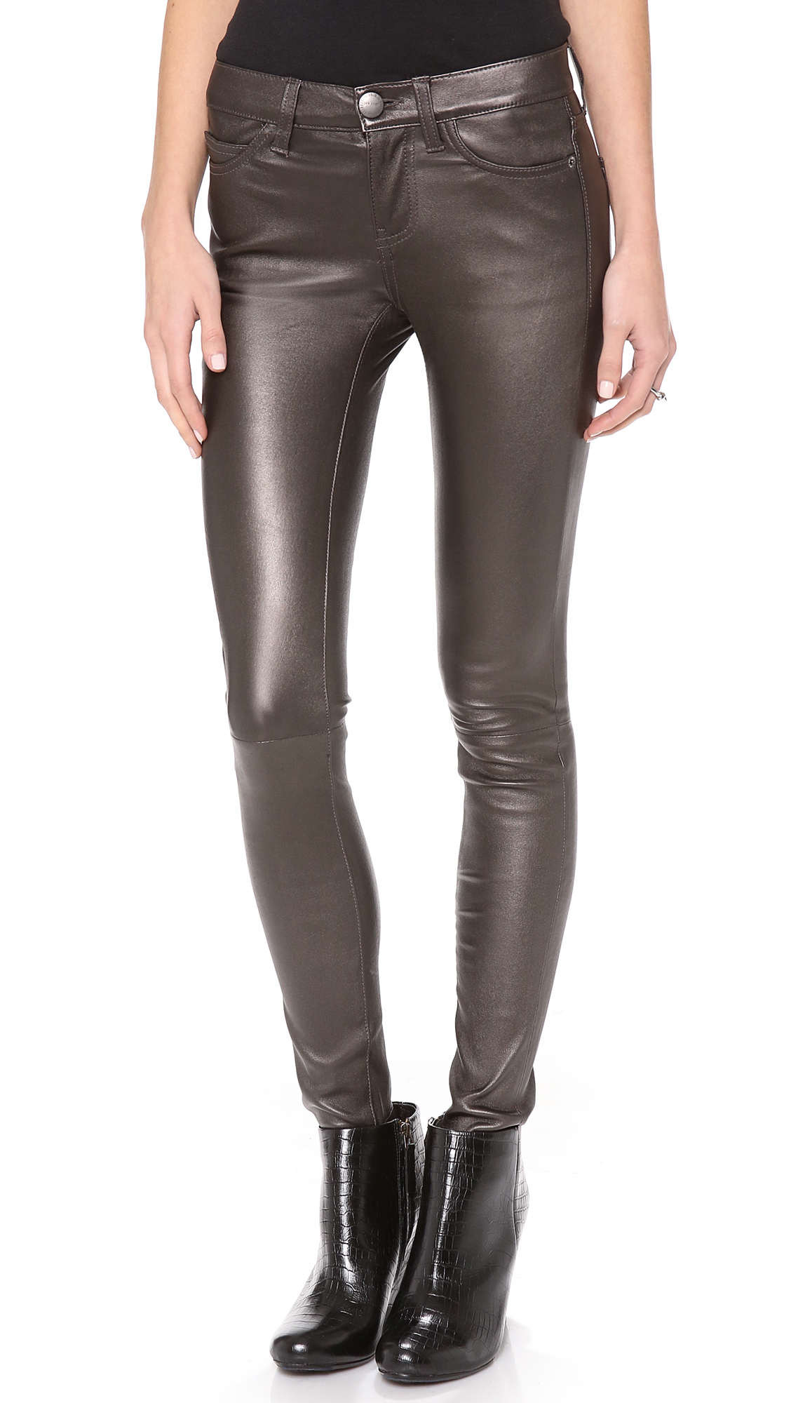 Lyst Current/elliott The Ankle Skinny Leather Pants in Gray