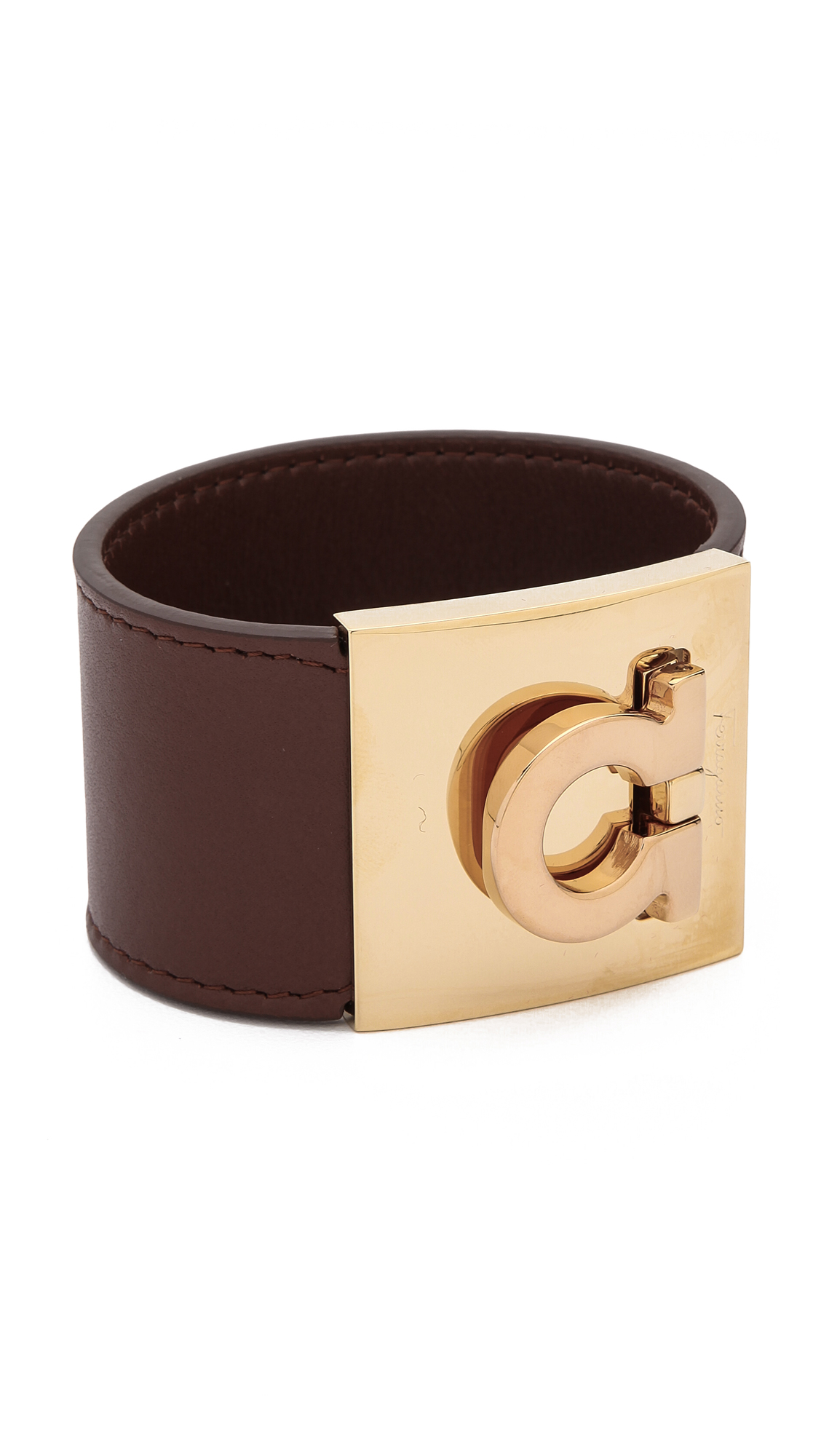 Ferragamo Wide Gancio Cuff Bracelet - Acero in Brown | Lyst