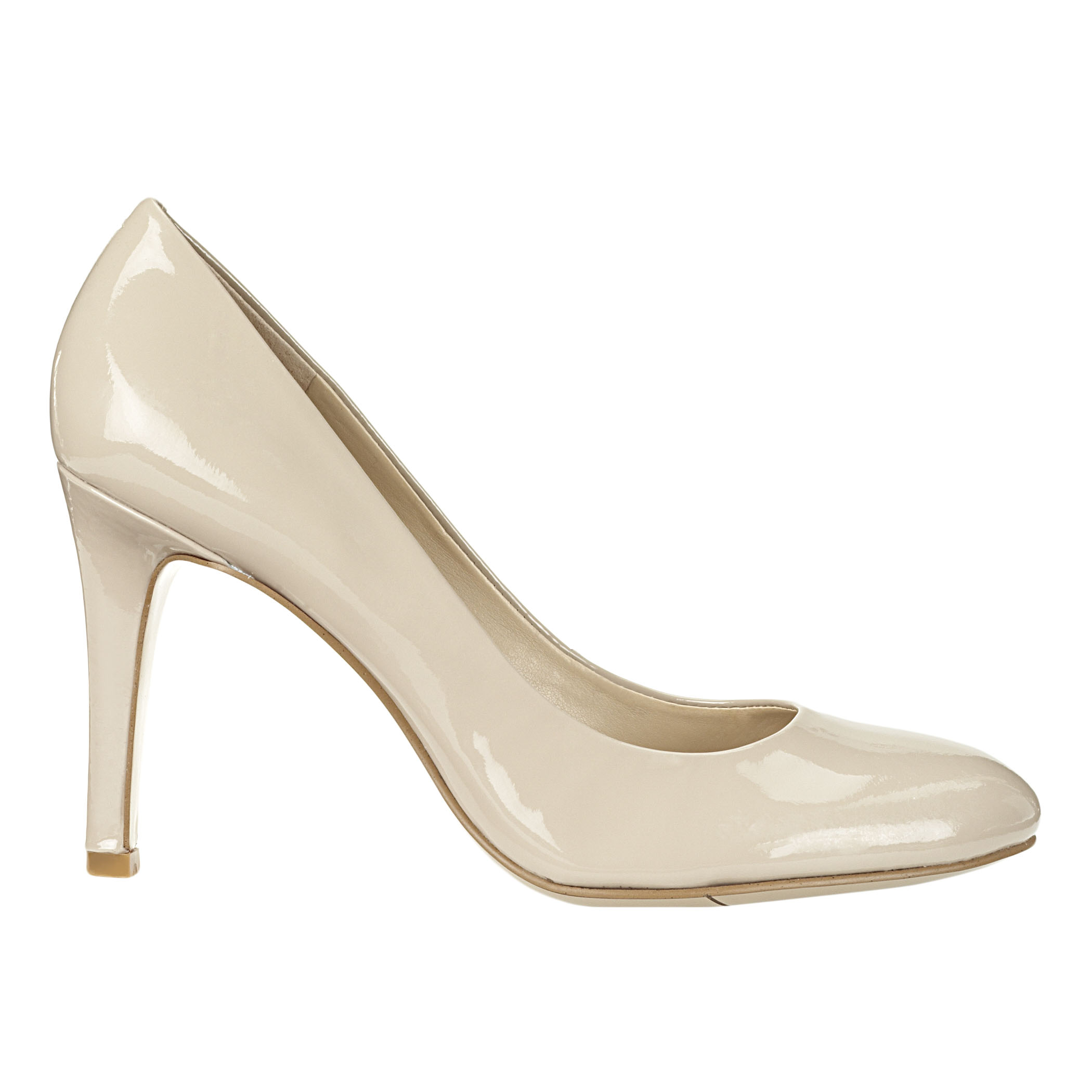 Nine West Caress Round Toe Pump in Taupe Patent Leather (White) - Lyst