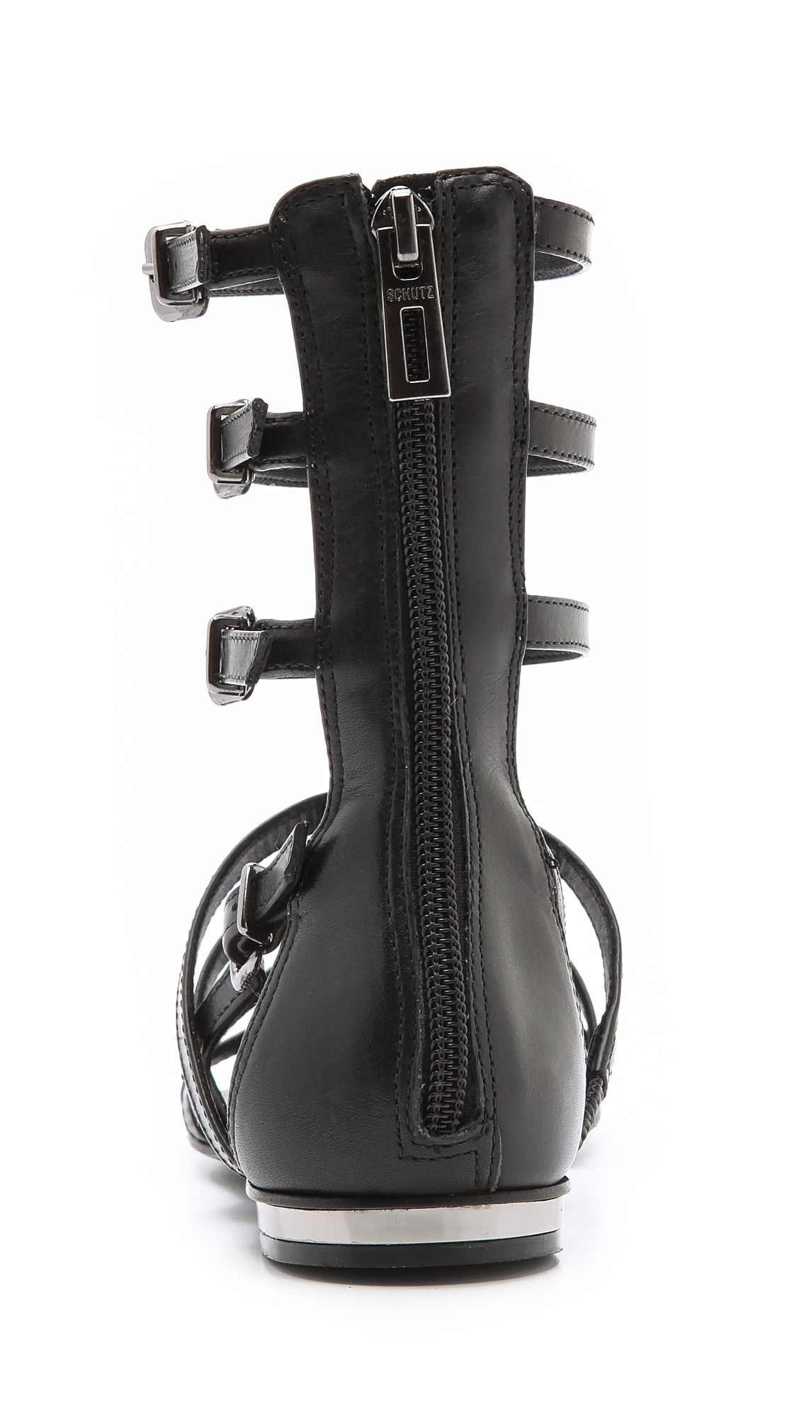 schutz black flat sandals