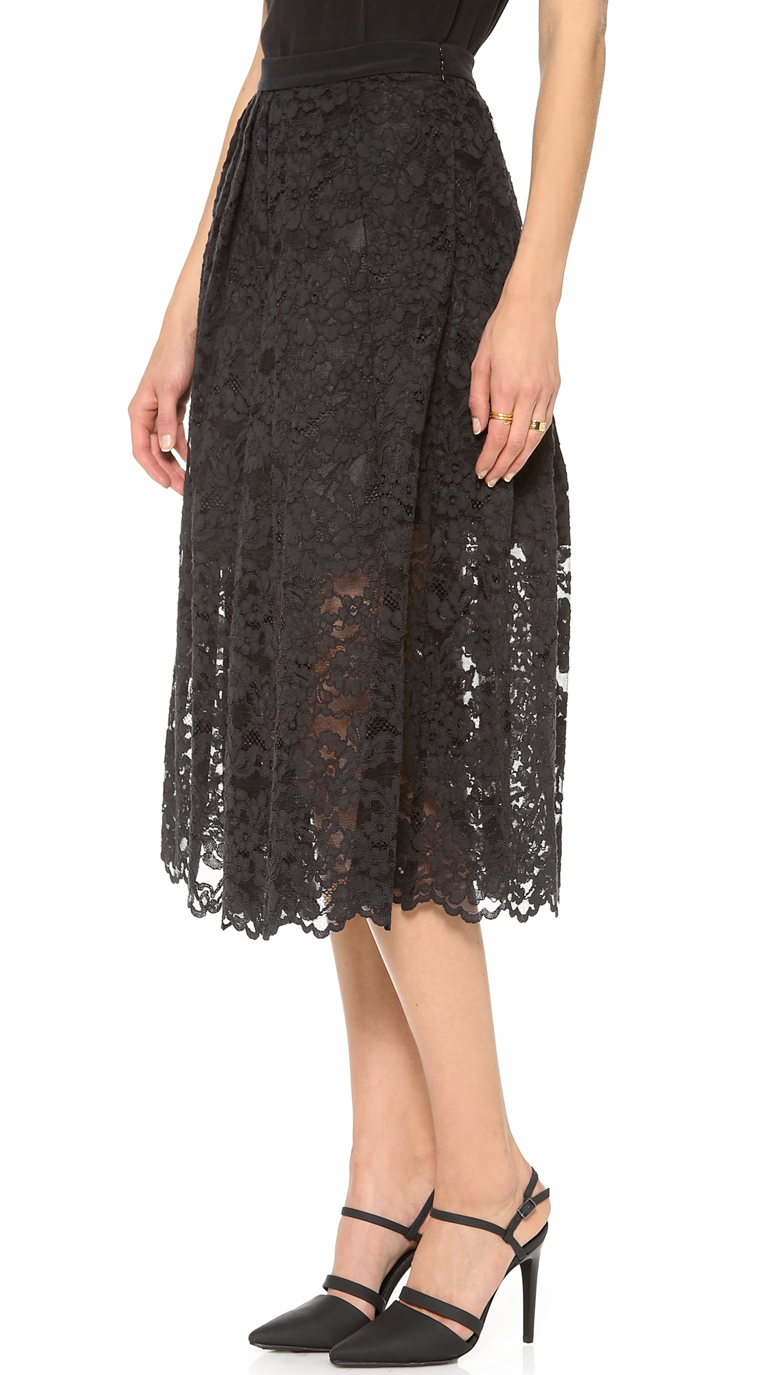 Tibi Lace Party Skirt in Black - Lyst