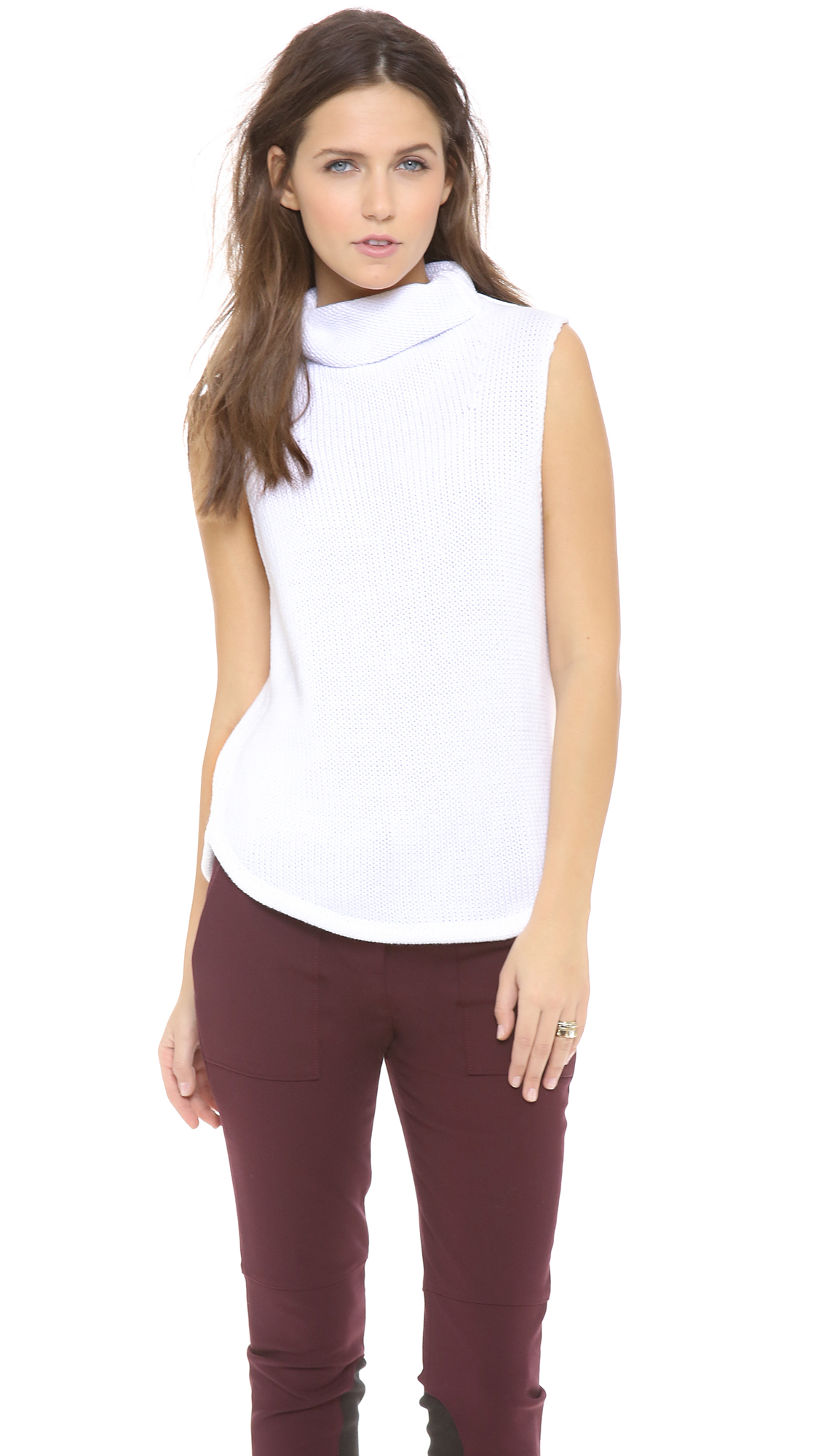 Lyst - Tibi Sleeveless Funnel Neck Top in White