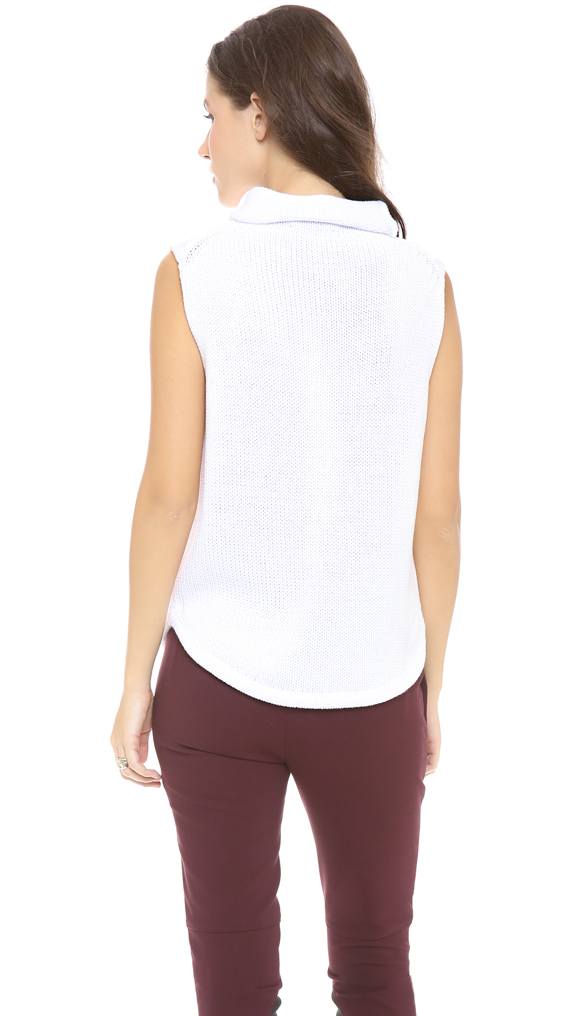 Lyst - Tibi Sleeveless Funnel Neck Top in White