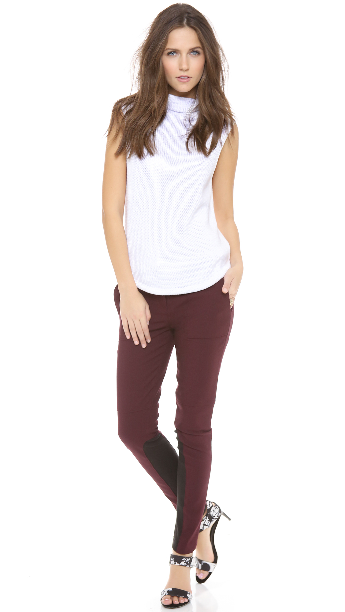 Lyst - Tibi Sleeveless Funnel Neck Top in White
