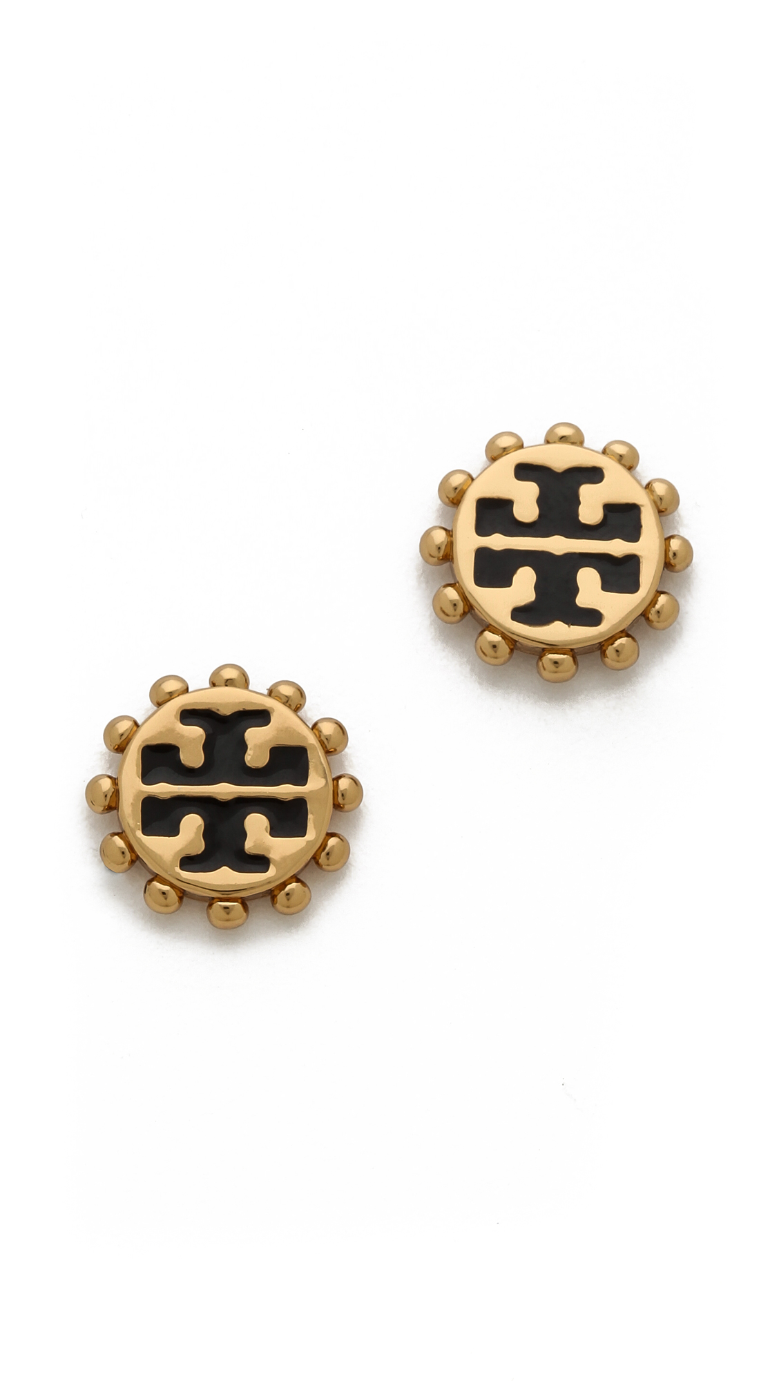 Lyst Tory Burch Winslow Logo Post Earrings in Black