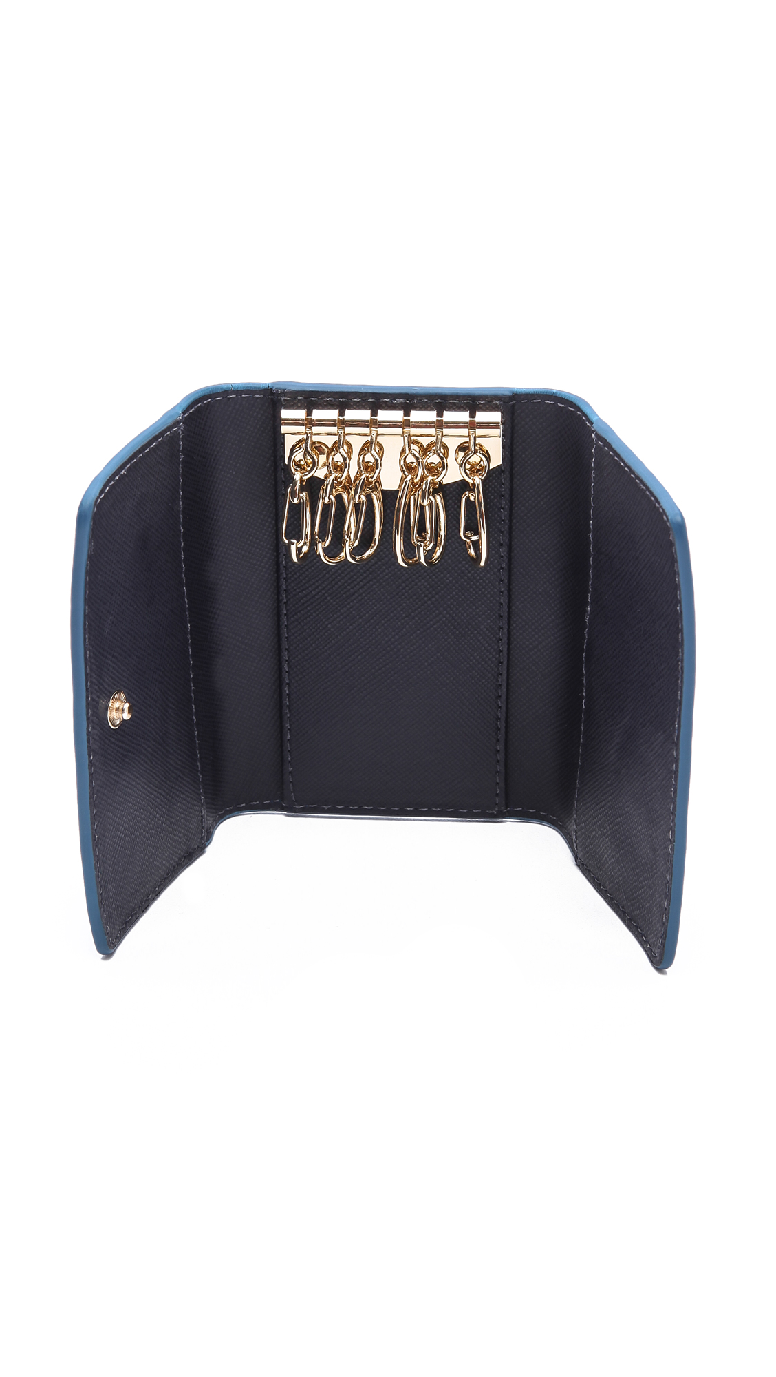 Tory Burch Robinson Foldable Key Case in Black | Lyst