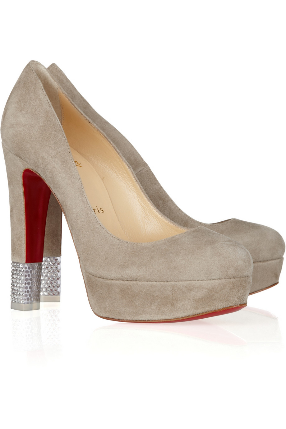 Christian Louboutin Filter 140 Crystalembellished Suede Pumps in Gray