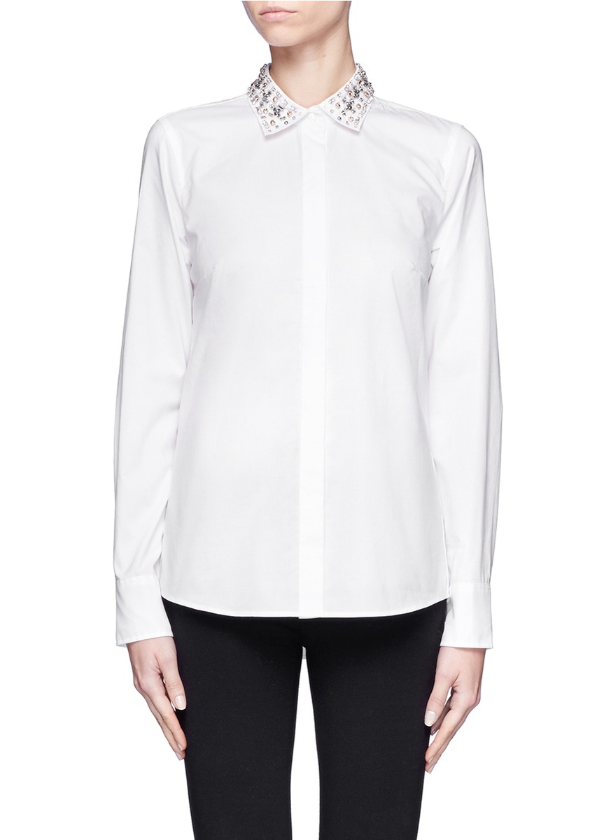J.Crew Jewelled Collar Boy Blouse in 