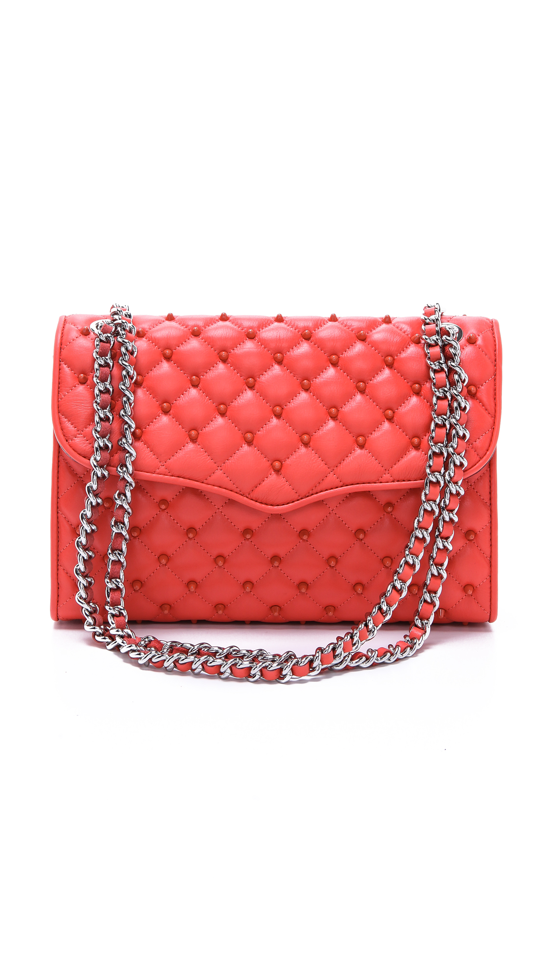 Rebecca Minkoff Studded Quilted Affair Bag in Orange | Lyst