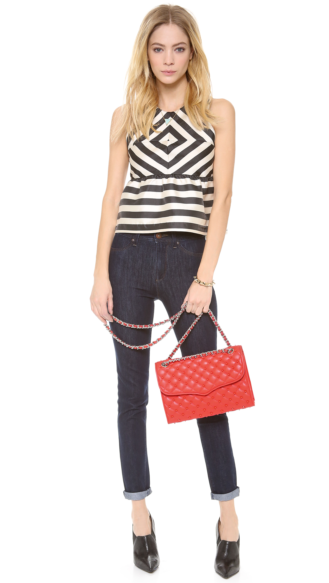 Rebecca Minkoff Leather Studded Quilted Affair Bag in Coral (Orange) - Lyst