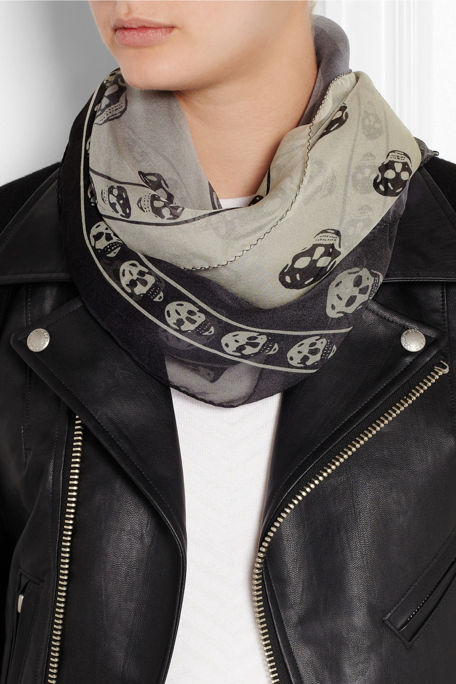 Alexander mcqueen Clashy Skulls Wool Scarf in White Lyst