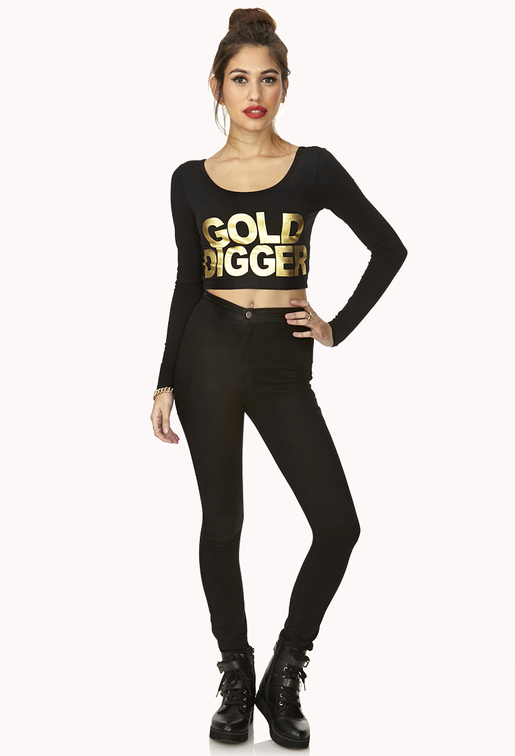 Forever 21 Gold Digger Crop Top in 