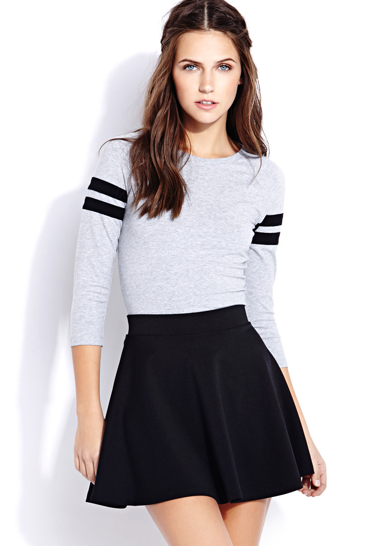 Lyst - Forever 21 Standout Stripes Crop Top in Gray