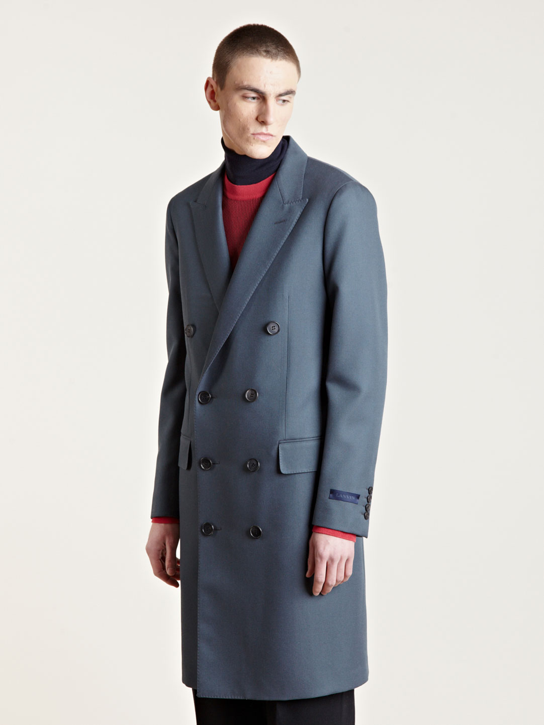 Lyst - Lanvin Mens Double Breasted Coat in Blue for Men