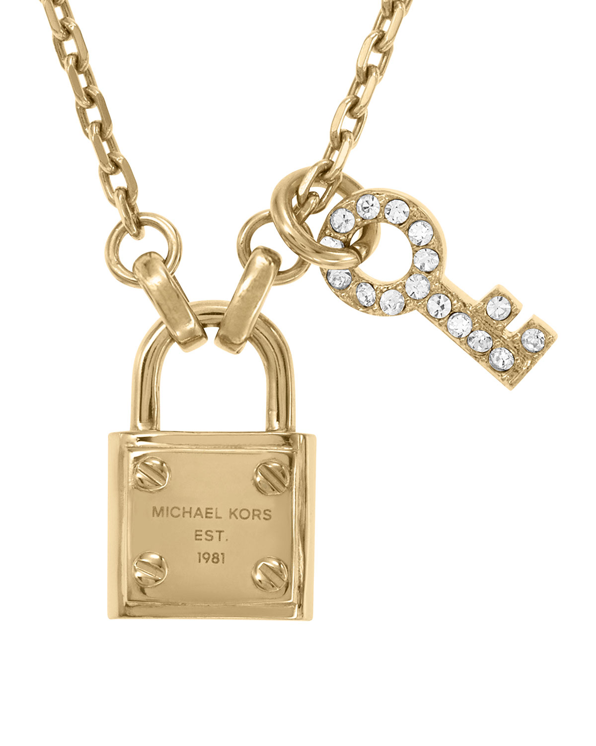 Michael Kors Lock Key Pendant Necklace Golden in Metallic - Lyst