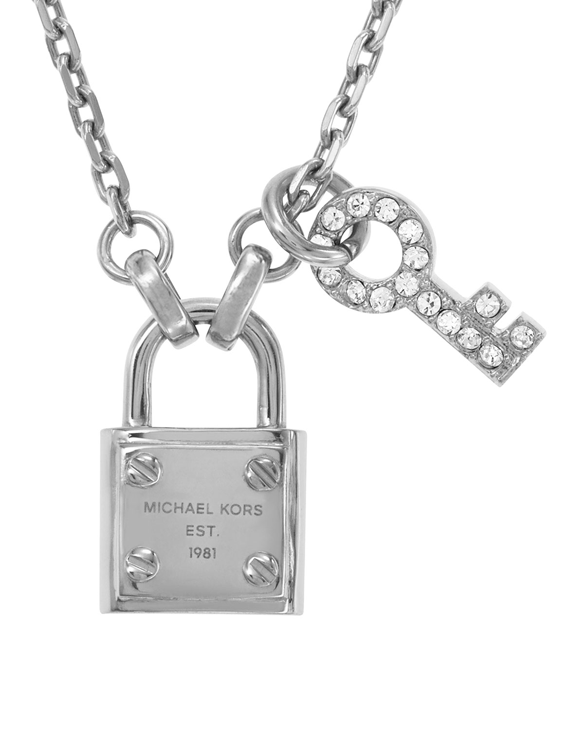 Michael Kors Lock Key Pendant Necklace Silver Color in Metallic | Lyst