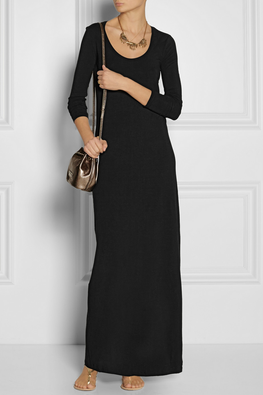 Lyst - Splendid Stretch-Jersey Maxi Dress in Black