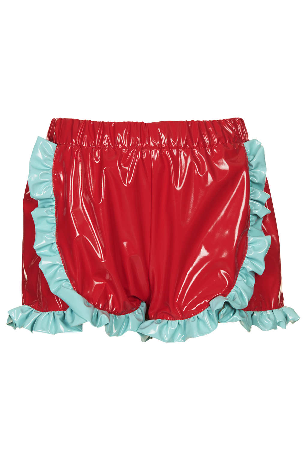 Lyst - Topshop Red PVC Frill Shorts By Meadham Kirchhoff in Red