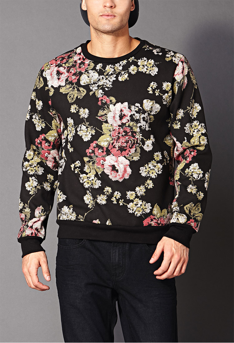 MOOCOM Mens Flower Crewneck Sweatshirt-Unisex