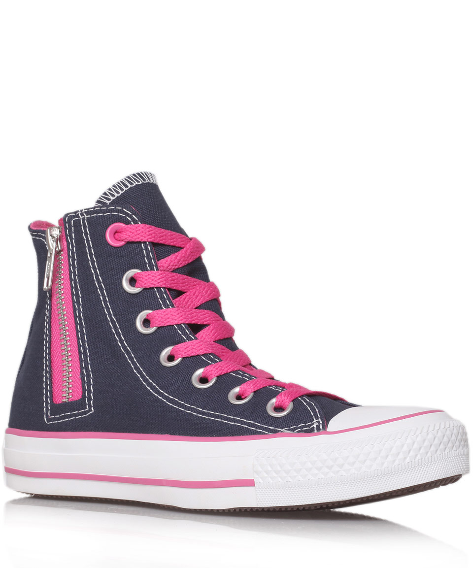 Download Converse Navy Chuck Taylor Side Zip Hi Top Trainers in ...
