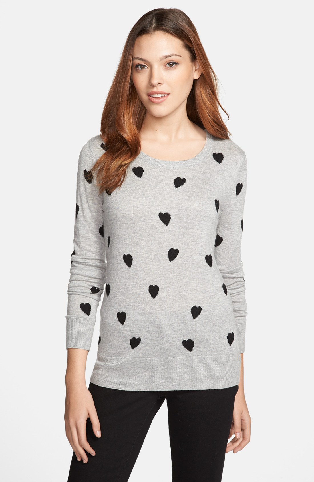 Only Mine Hearts Intarsia Sweater in Gray (Grey/ Black) | Lyst