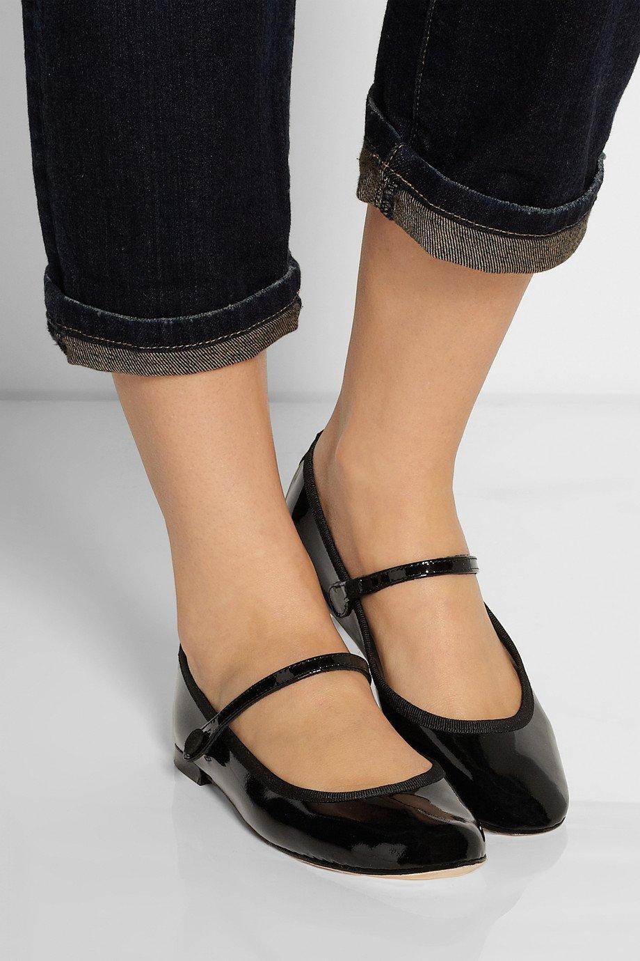 Repetto Lio Patent Leather Mary  Jane  Ballet Flats  in Black 