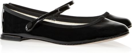 Repetto Lio Patent-Leather Mary Jane Ballet Flats in Black