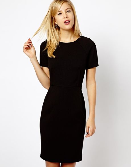 Asos Short Sleeve Smart Dress in Black | Lyst