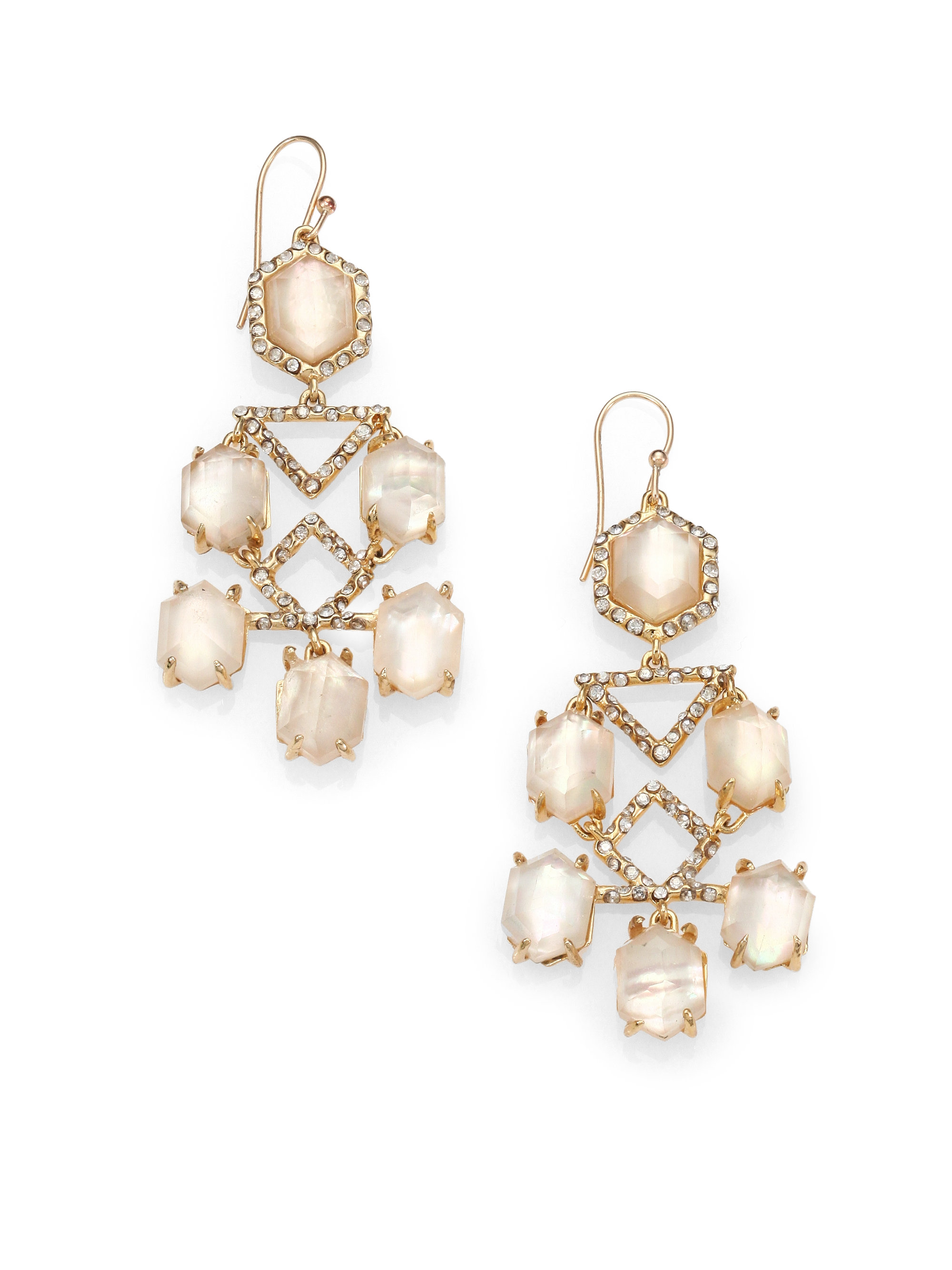 Alexis Bittar MotherOfPearl Doublet & Crystal Chandelier Earrings in