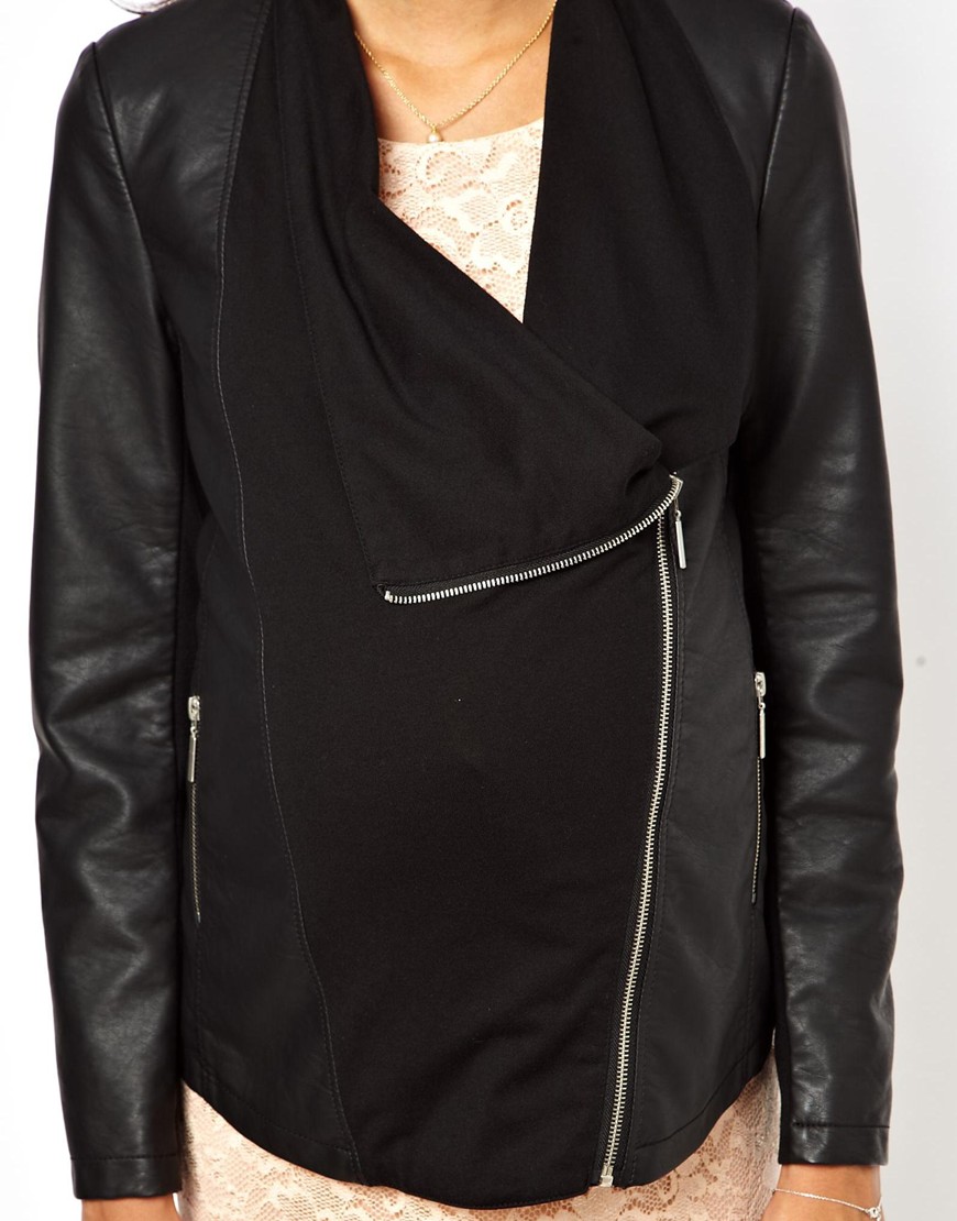 Leather look waterfall jacket Clearance