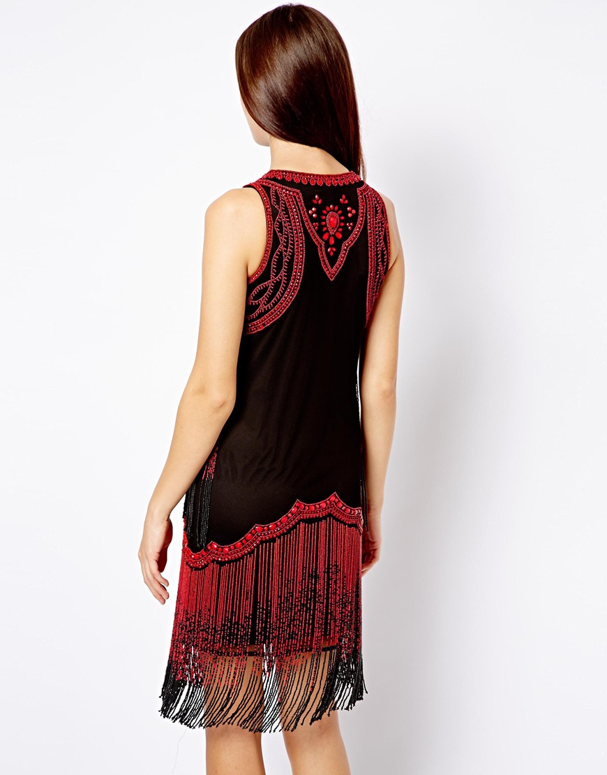 beaded fringe gown