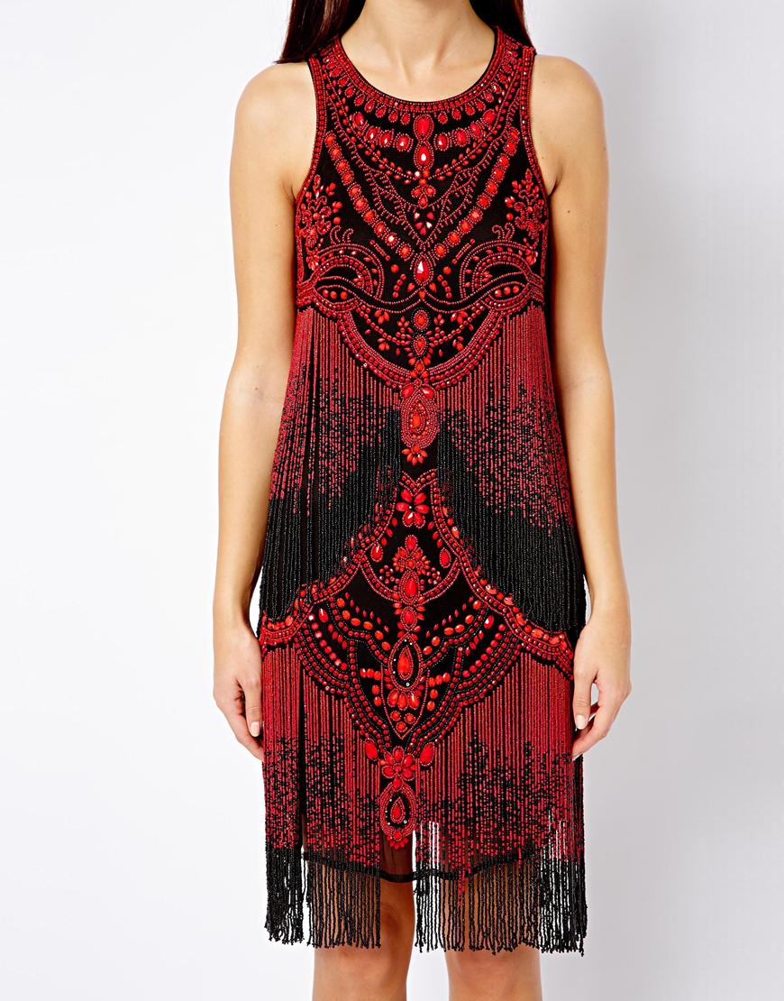 beaded fringe gown
