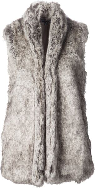 French Connection Faux Fur Vest in Gray (grey) | Lyst
