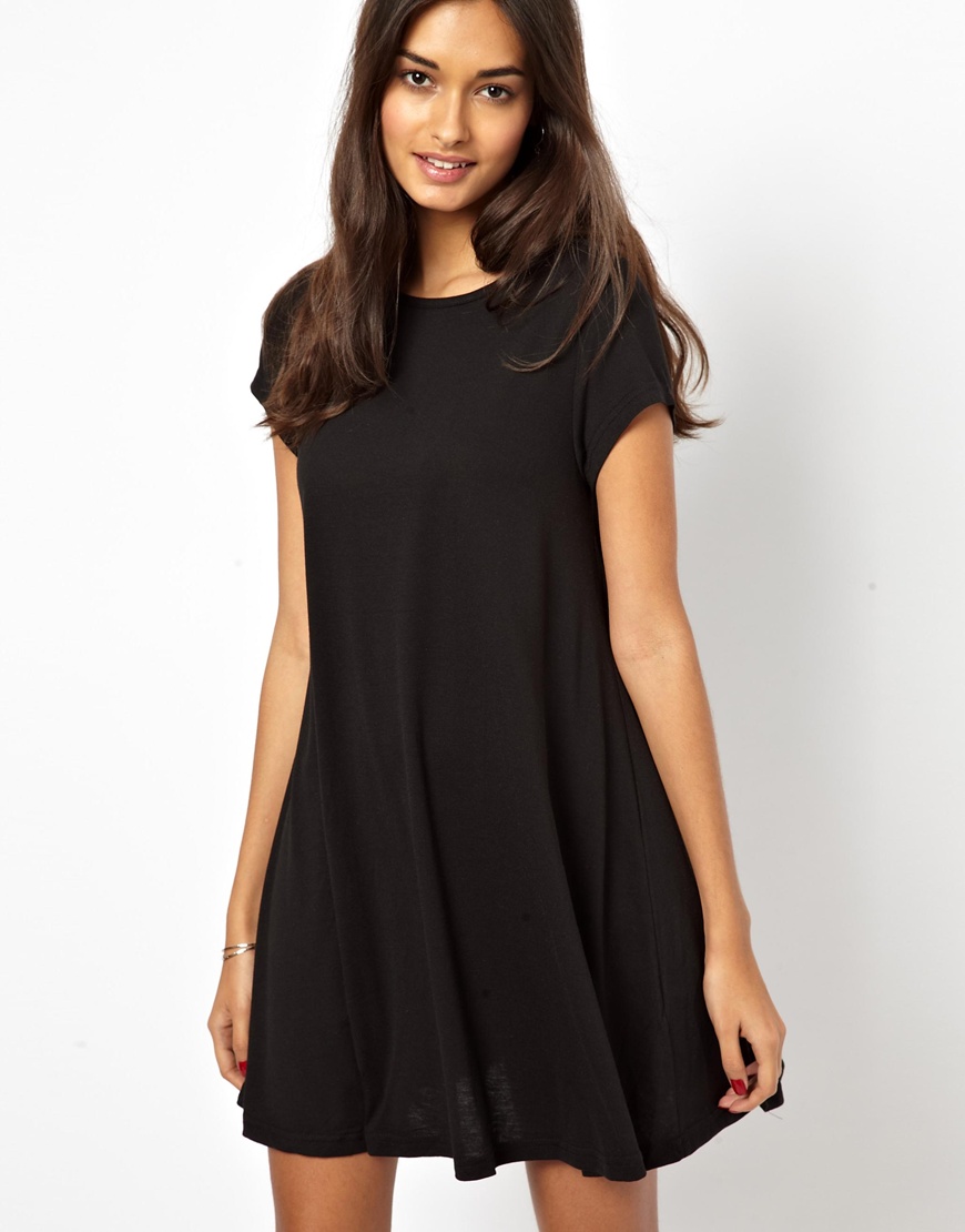 Glamorous Swing Dress Short Sleeve in Black | Lyst
