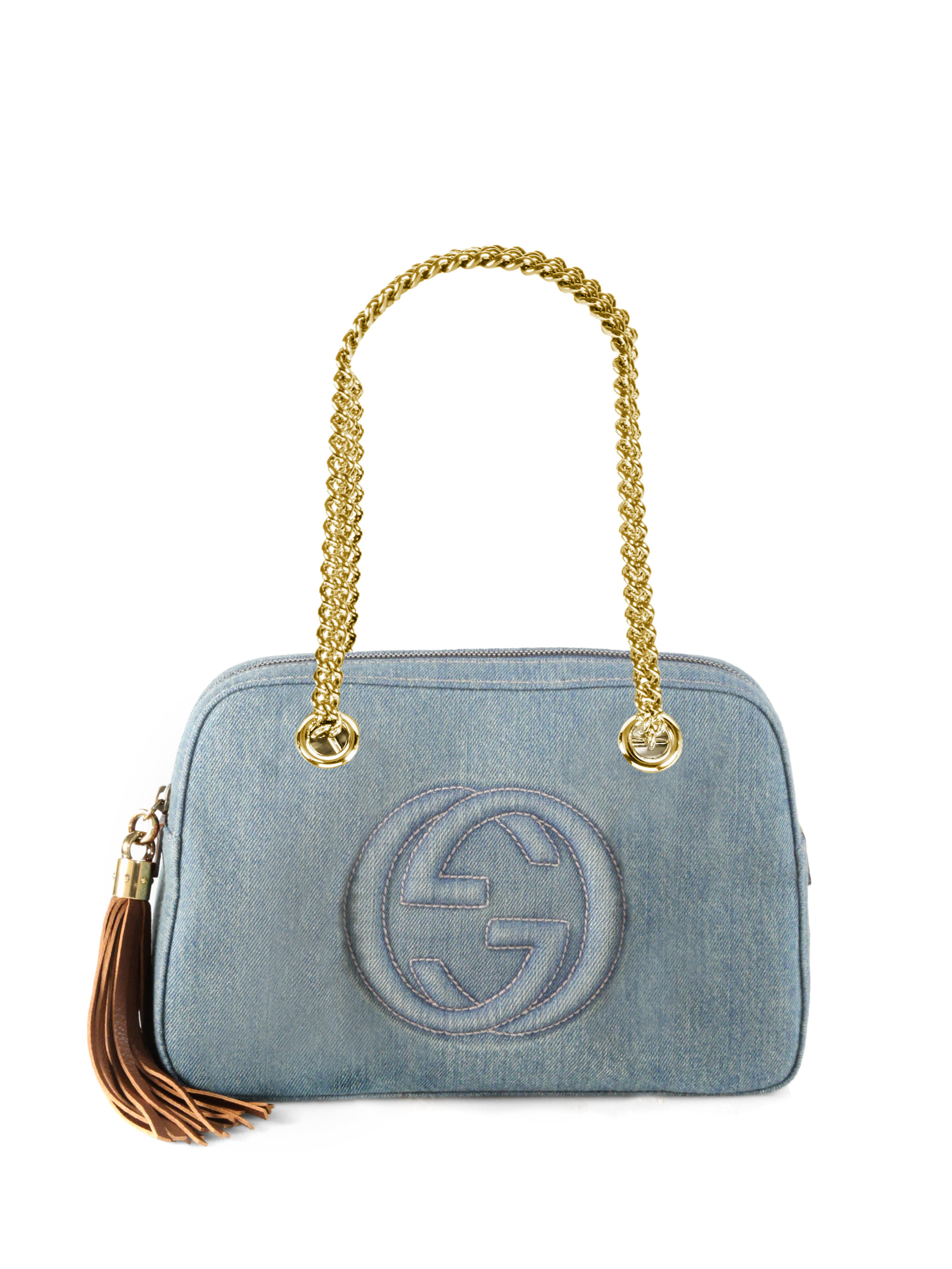 Lyst - Gucci Soho Blue Denim Shoulder Bag in Blue