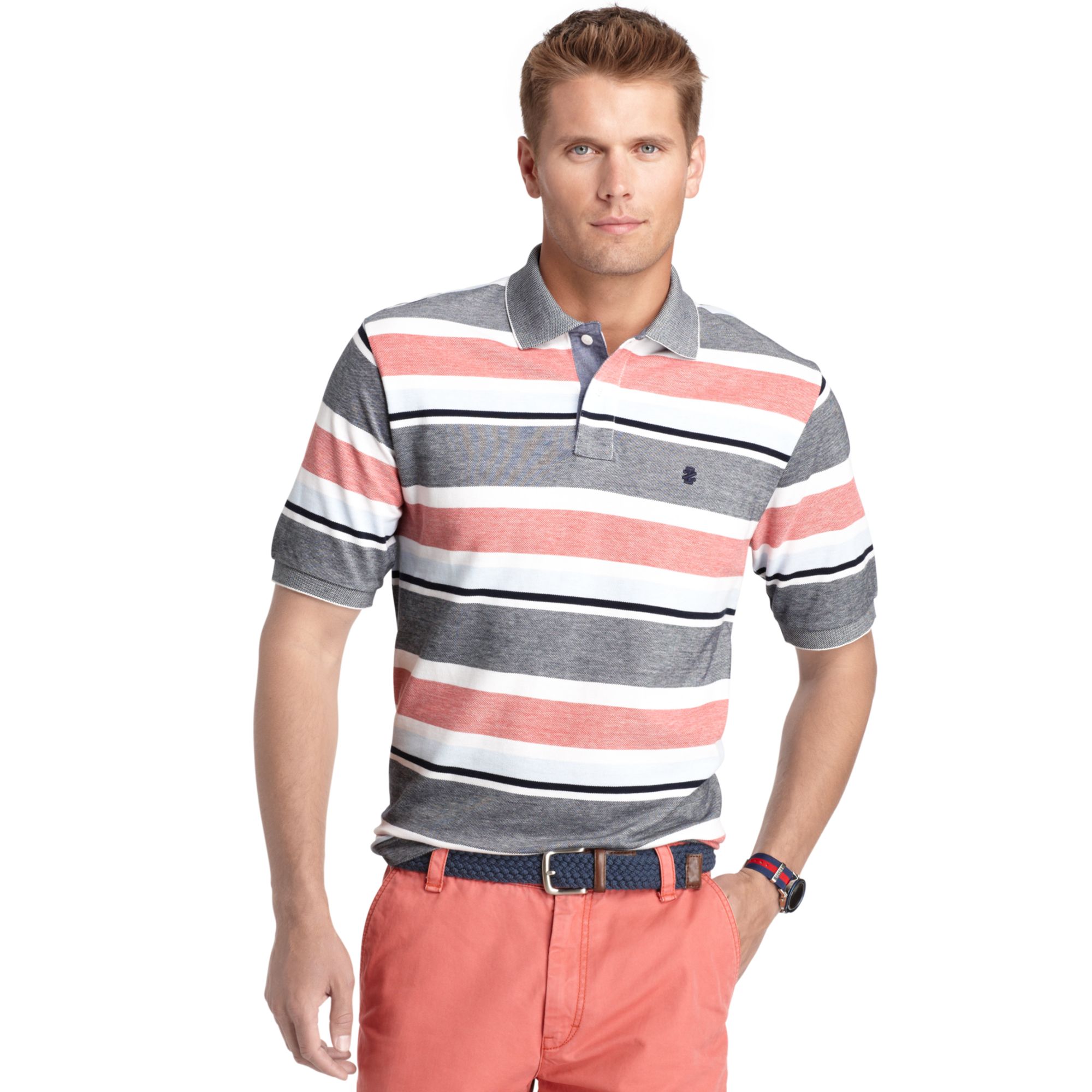 Izod Multi Stripe Oxford Pique Polo Shirt for Men | Lyst