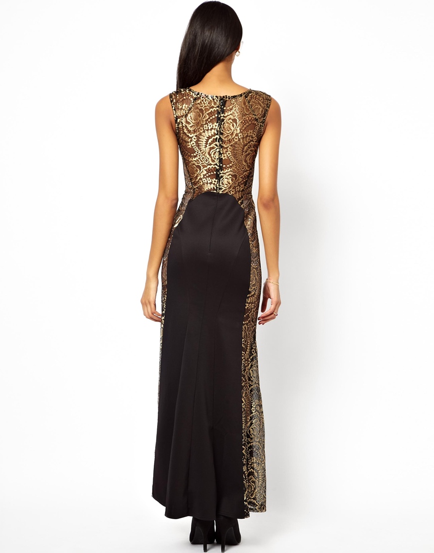lipsy black and gold dress