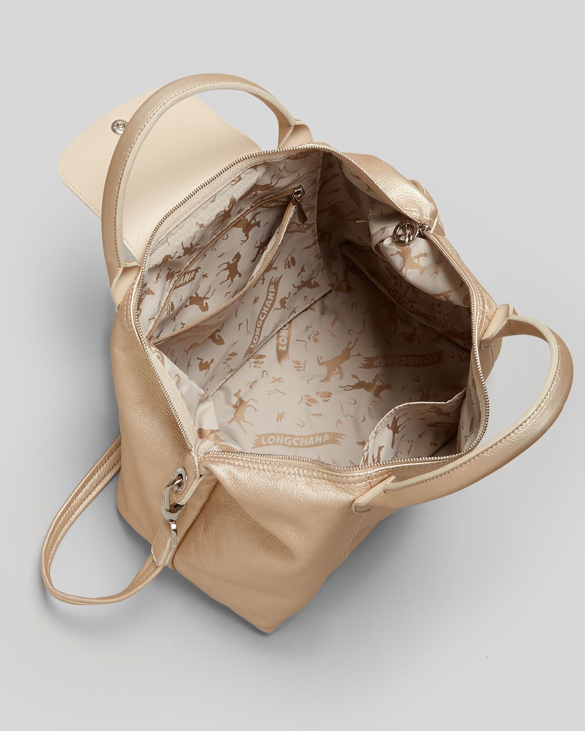 Tote Le Pliage Cuir Metallic Medium Tote Le Pliage Cuir Metallic Medium
