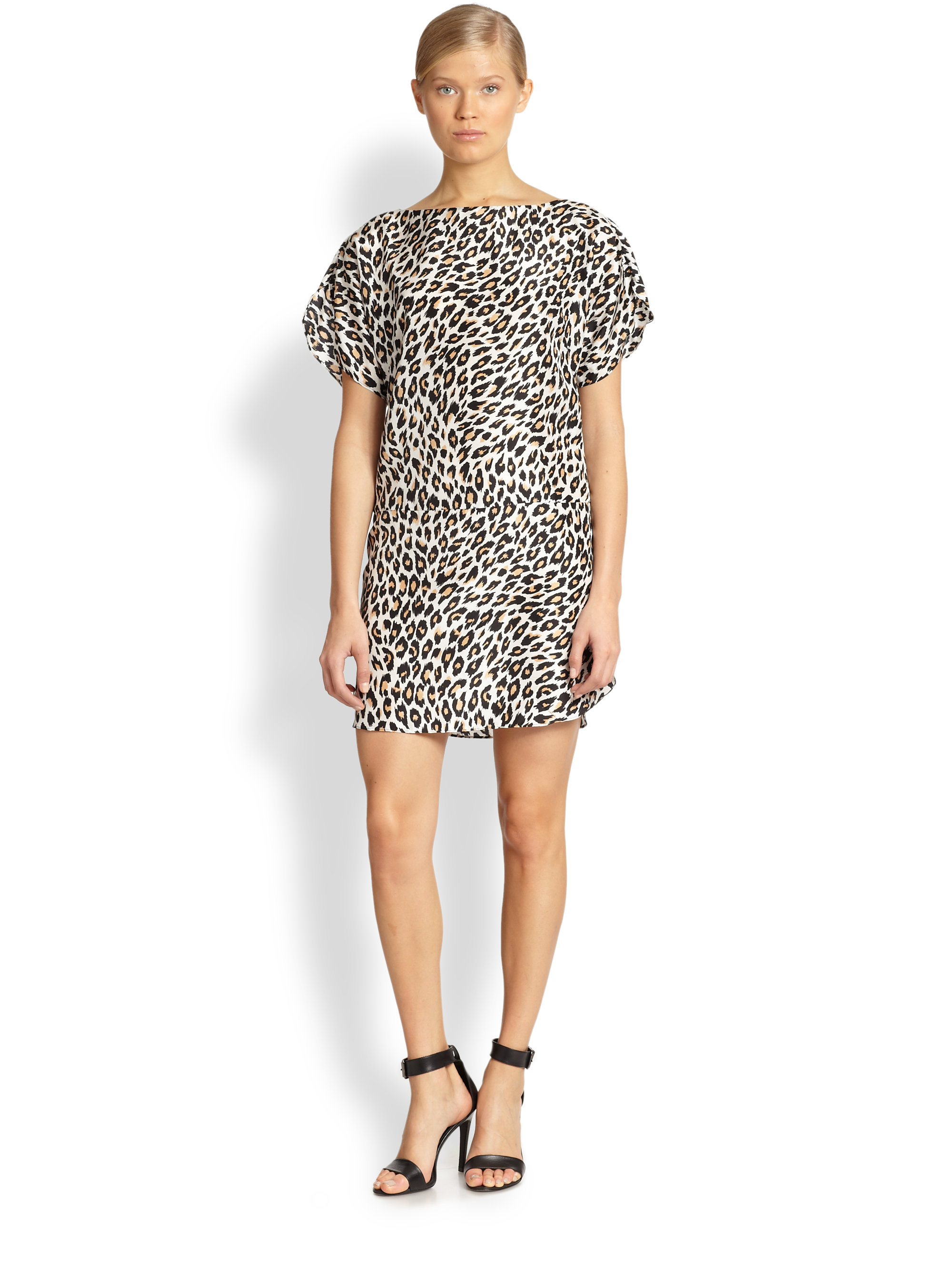 Milly Leopard-Print Silk Dress in Animal (NATURAL) | Lyst